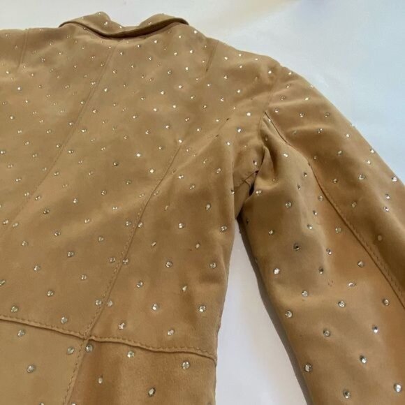 Vintage Dolce & Gabbana Swarovski-Studded Suede Jacket in Tan - Picture 7 of 16